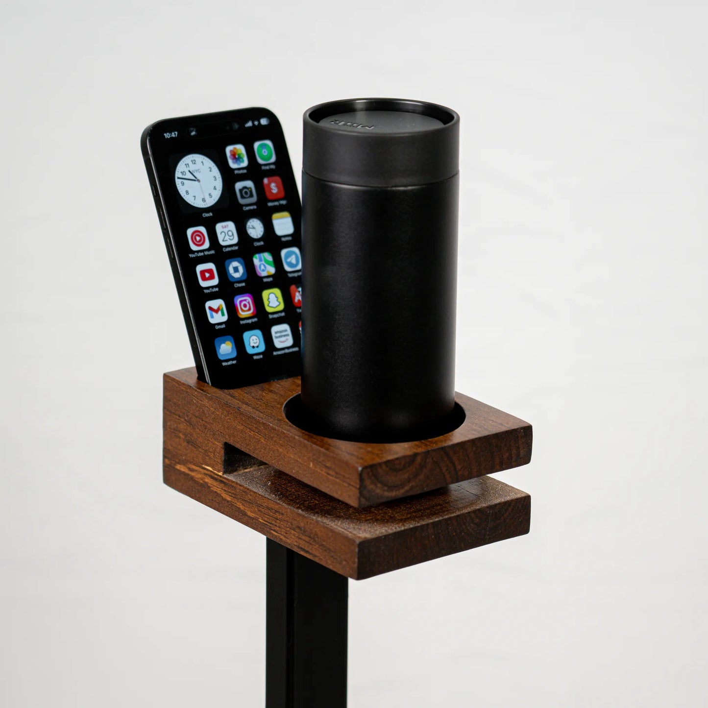 Modern Natural Wood Cup Holder / Phone Holder