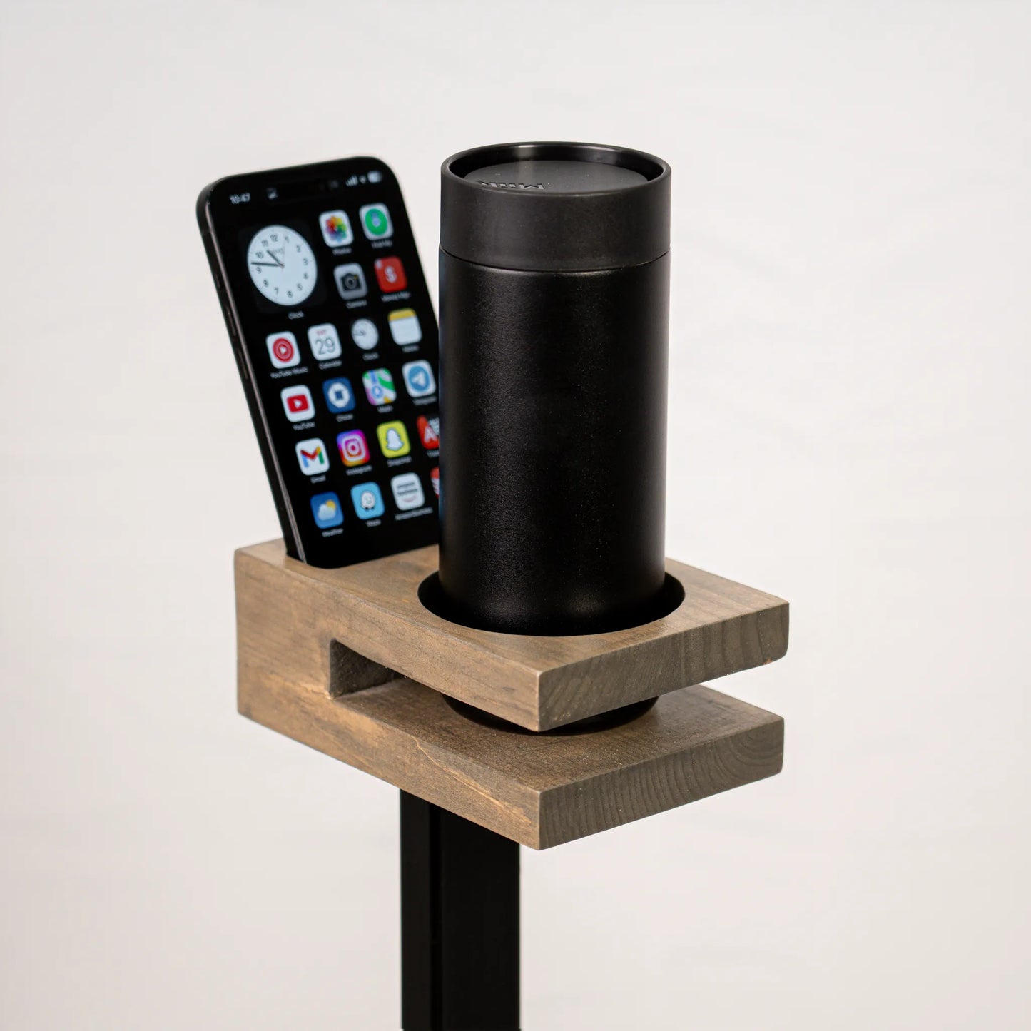 Modern Natural Wood Cup Holder / Phone Holder