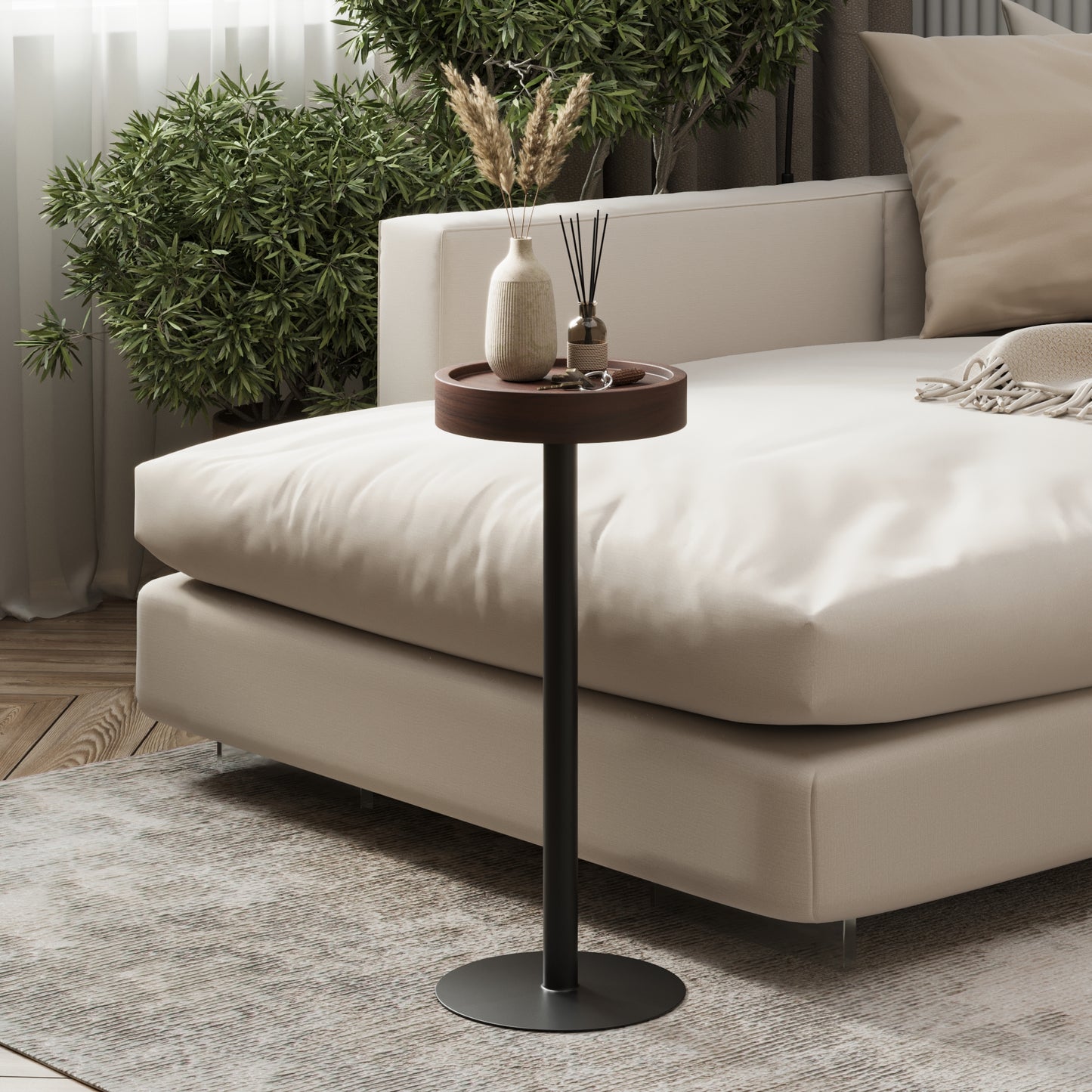 Modern Side Table – Hardwood Top + Steel Base