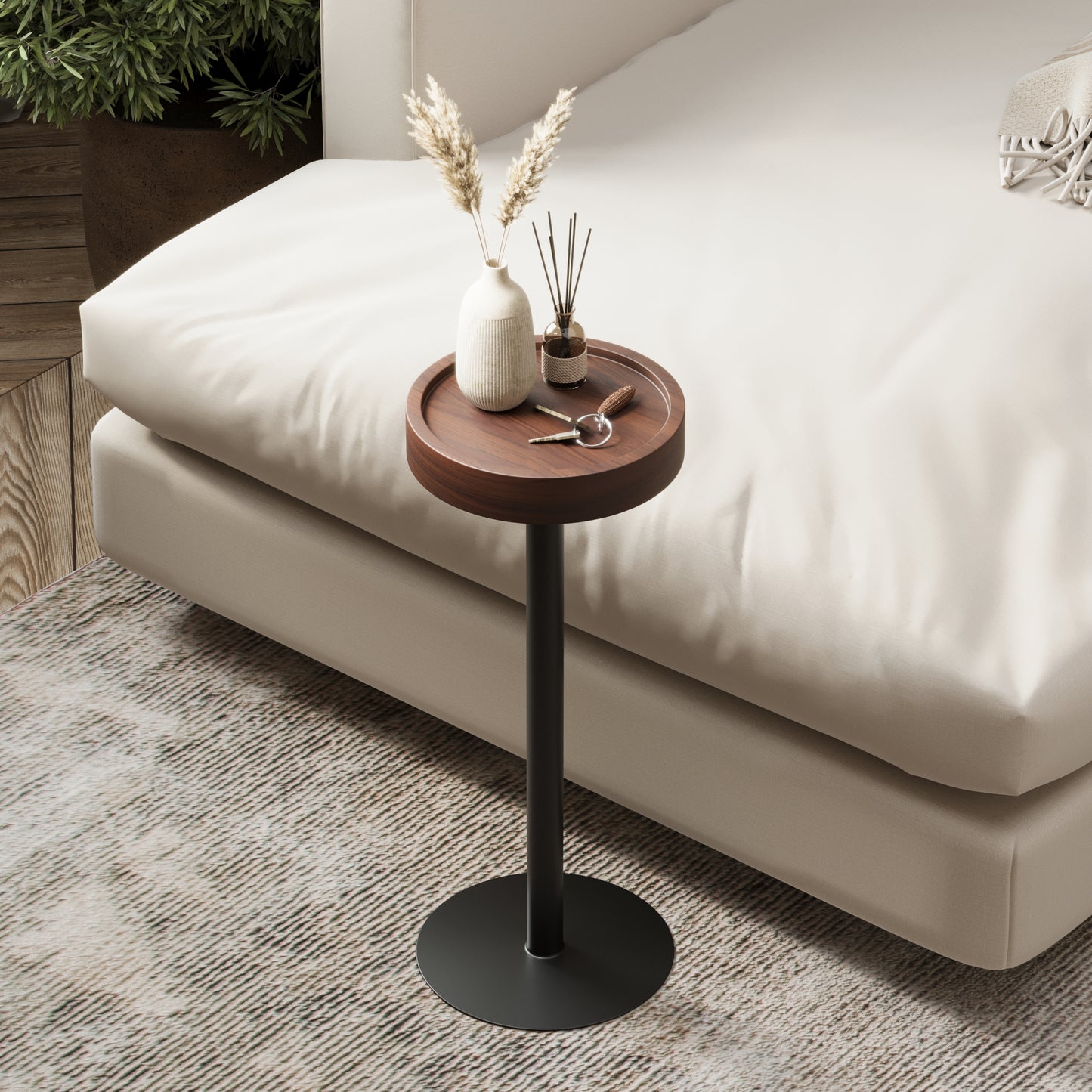Modern Side Table – Hardwood Top + Steel Base