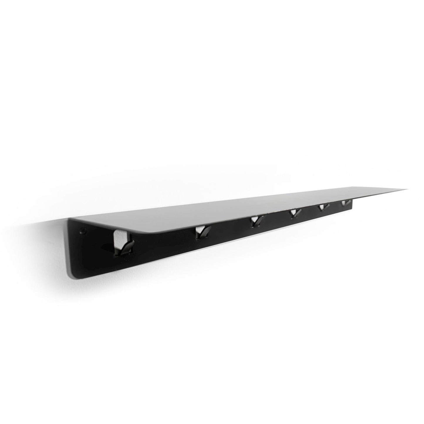 Steel Floating Shelf with Hooks