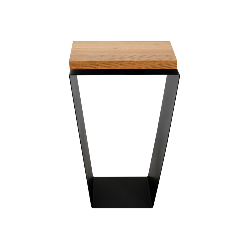 Side Table / Natural Hardwood Top / Solid Metal / V-Shape