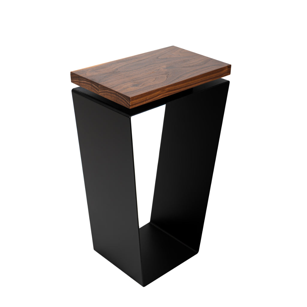 Side Table / Natural Hardwood Top / Solid Metal / V-Shape