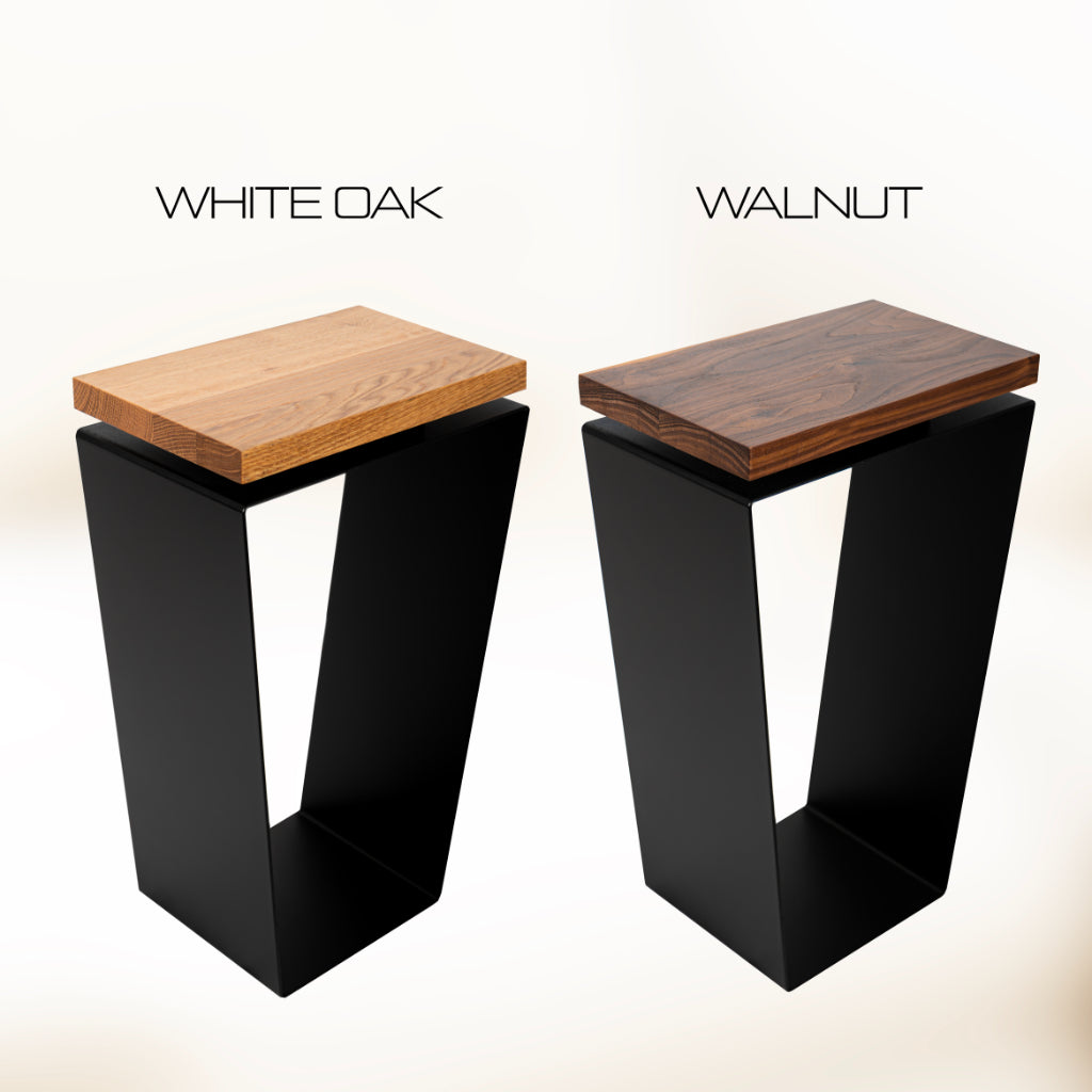 Side Table / Natural Hardwood Top / Solid Metal / V-Shape