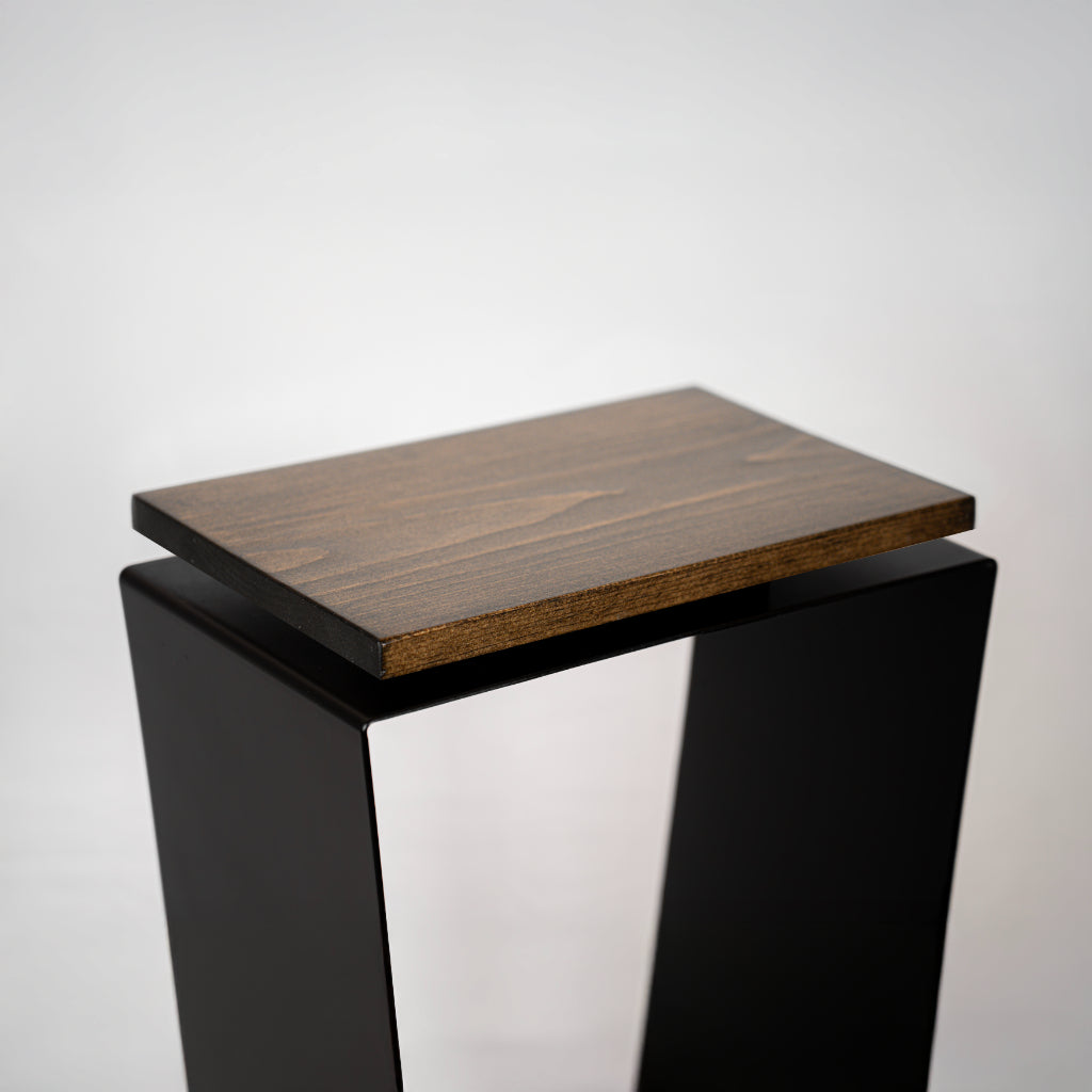 Side Table / Natural Pine Top / Solid Metal / V-Shape