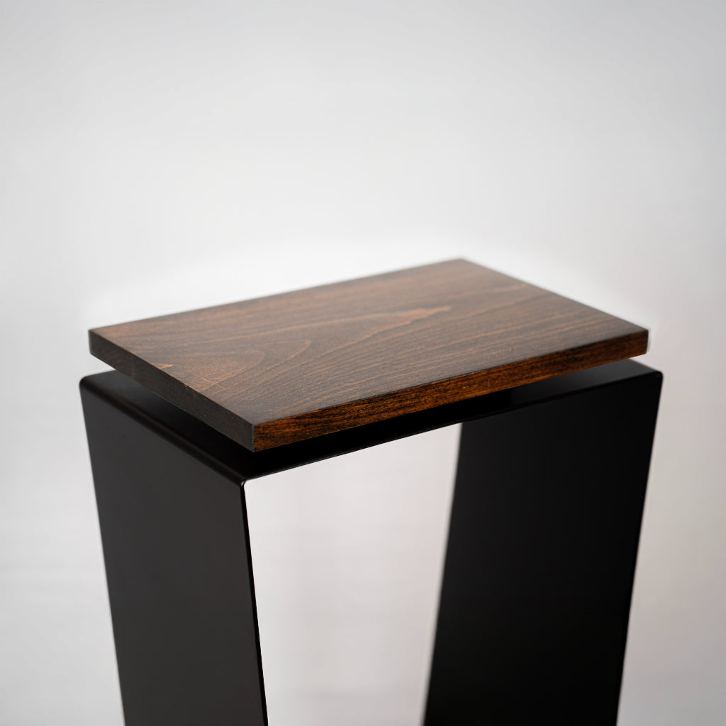 Side Table / Natural Pine Top / Solid Metal / V-Shape