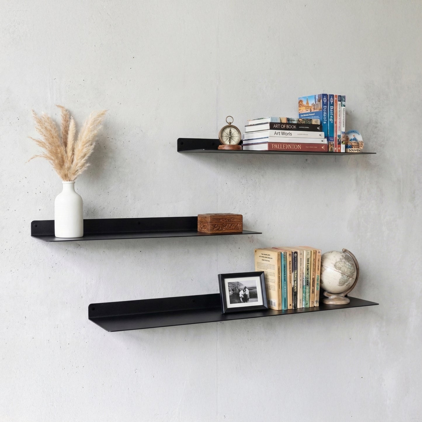 Modern Metal Floating Shelf - Minimalist Wall Storage & Display