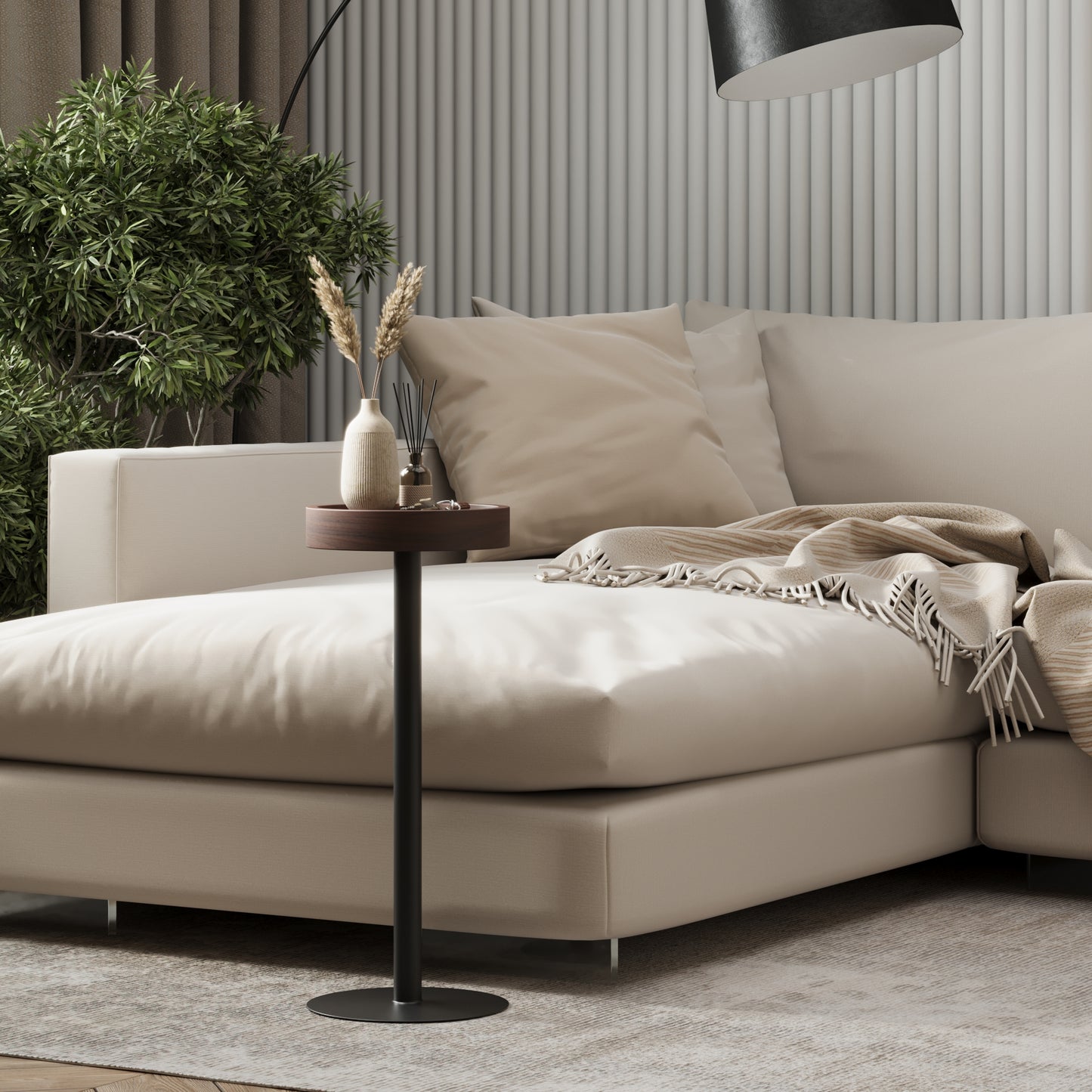 Modern Side Table – Hardwood Top + Steel Base