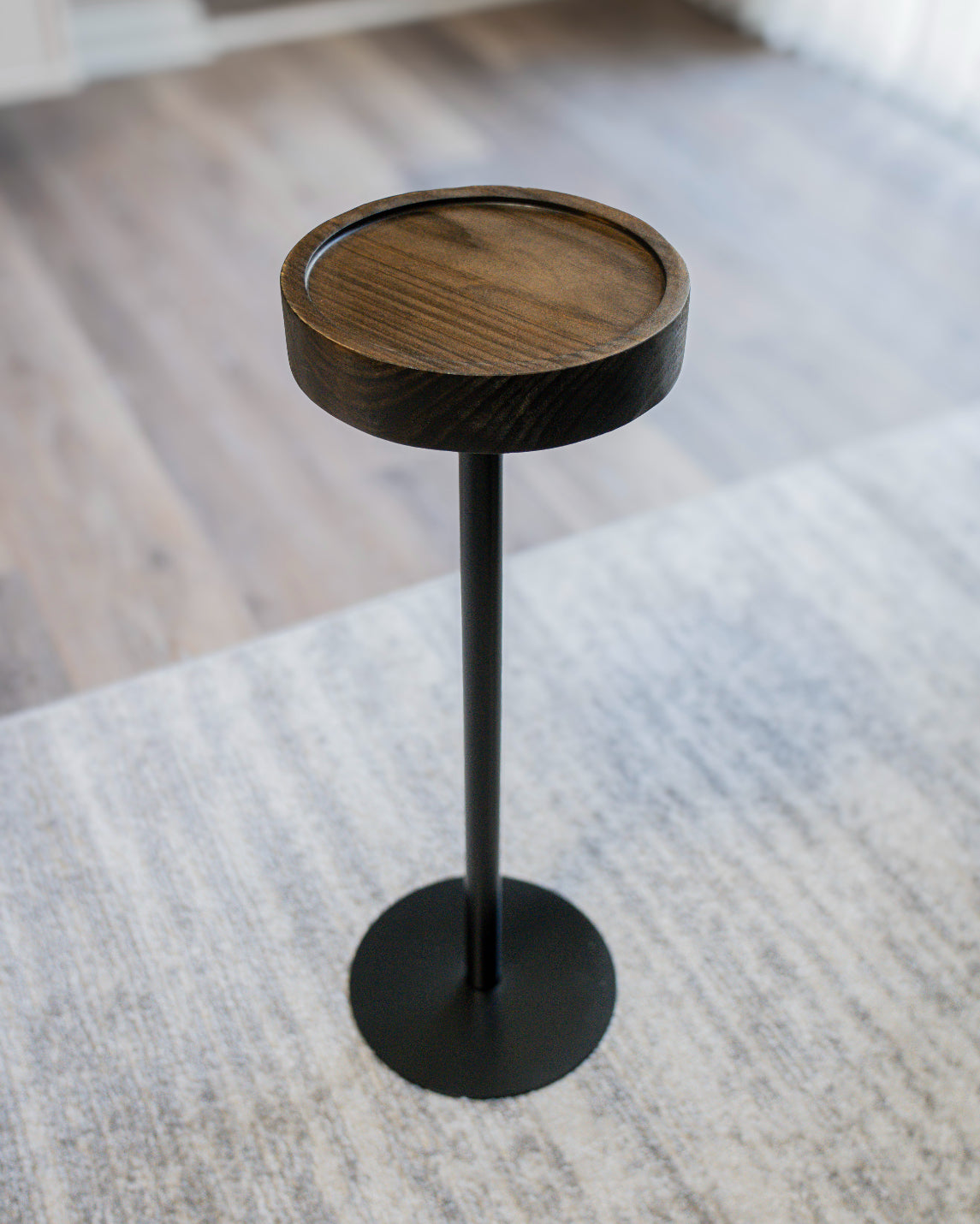 Modern Side Table – Solid Wood Top + Steel Base
