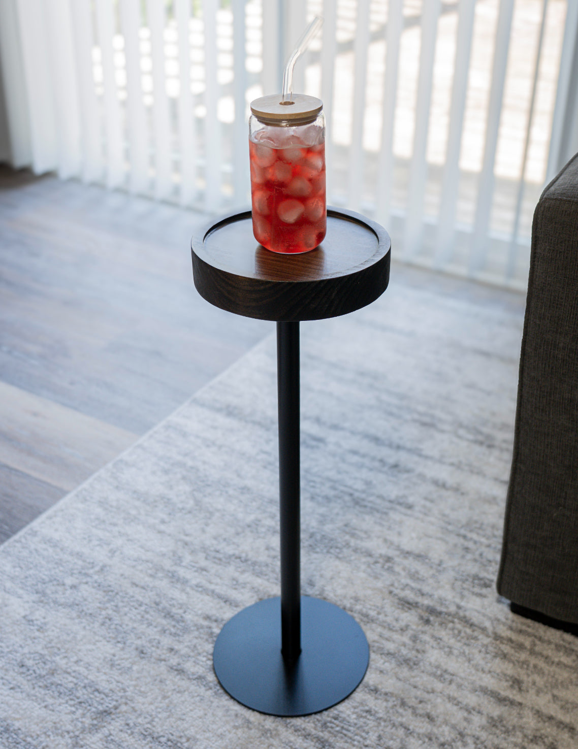 Modern Side Table – Solid Wood Top + Steel Base