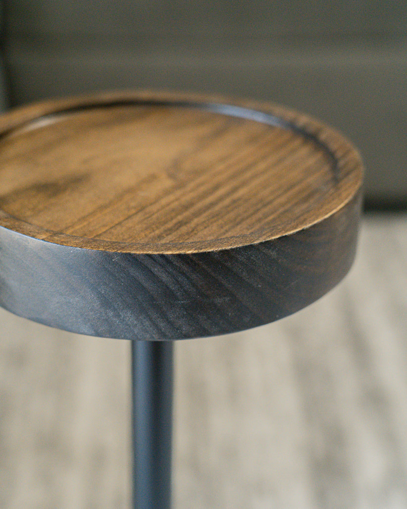 Modern Side Table – Solid Wood Top + Steel Base
