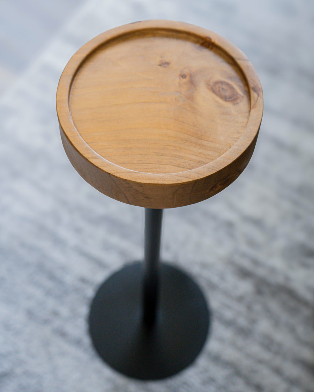 Modern Side Table – Solid Wood Top + Steel Base