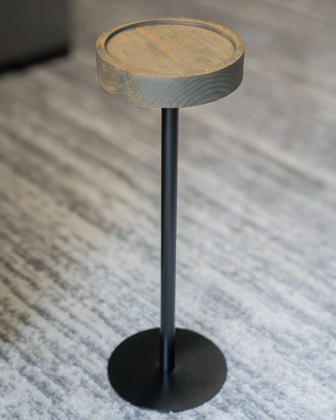 Modern Side Table – Solid Wood Top + Steel Base