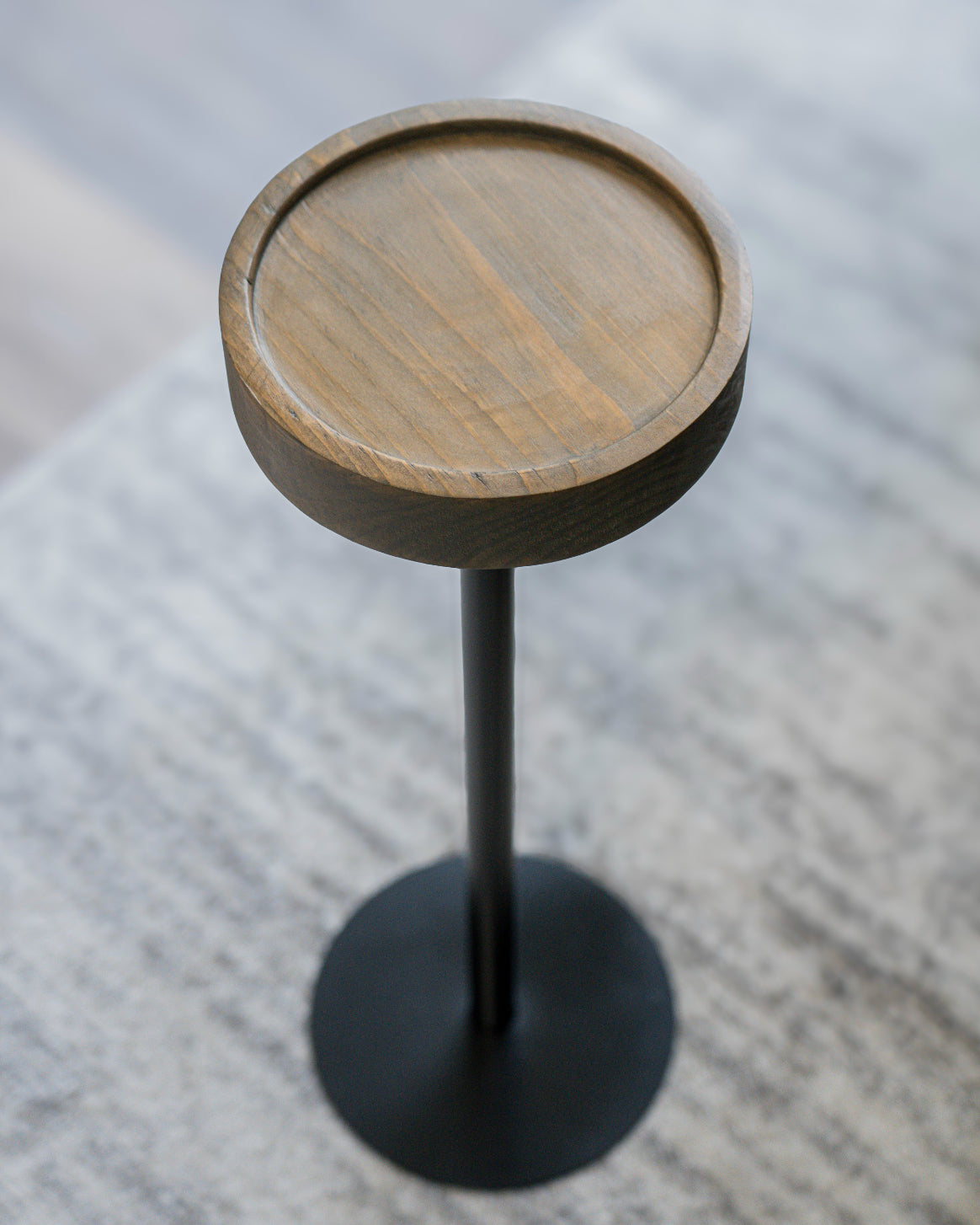 Modern Side Table – Solid Wood Top + Steel Base
