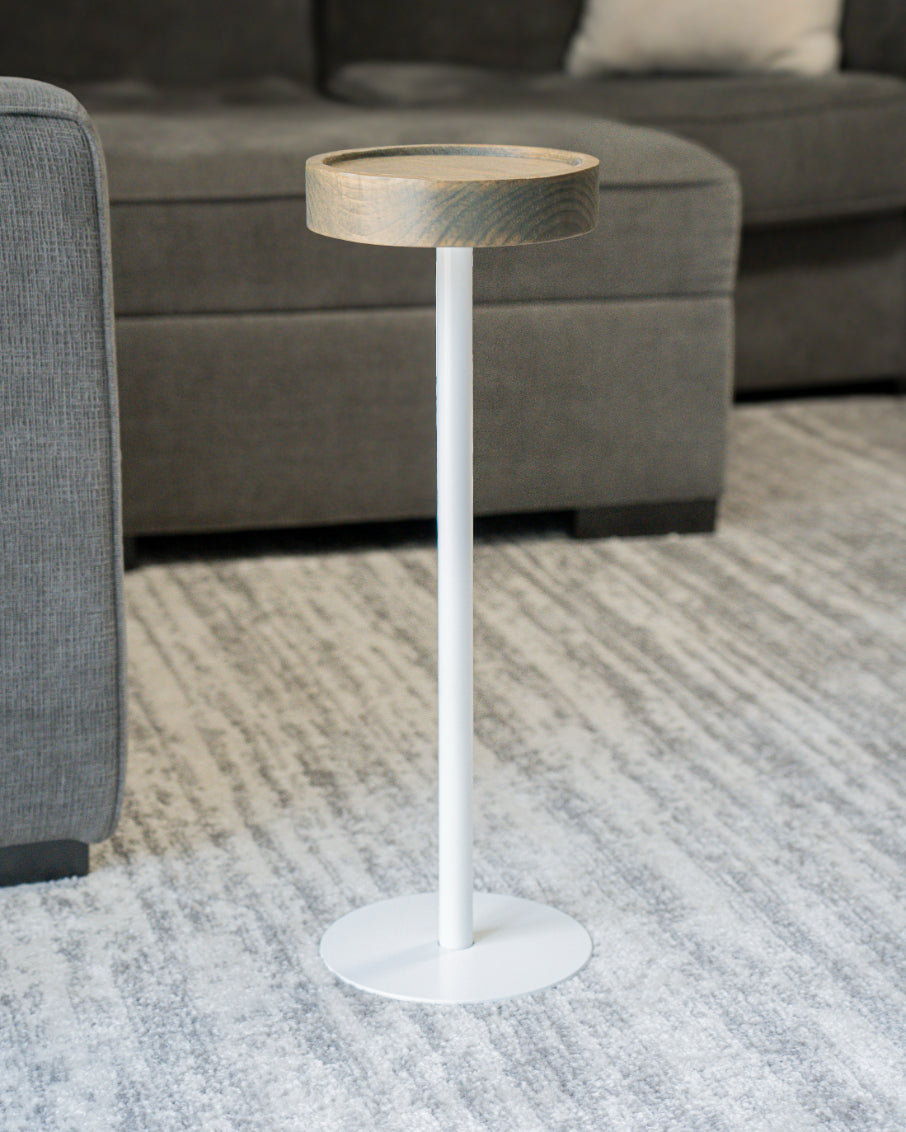 Modern Side Table – Solid Wood Top + Steel Base