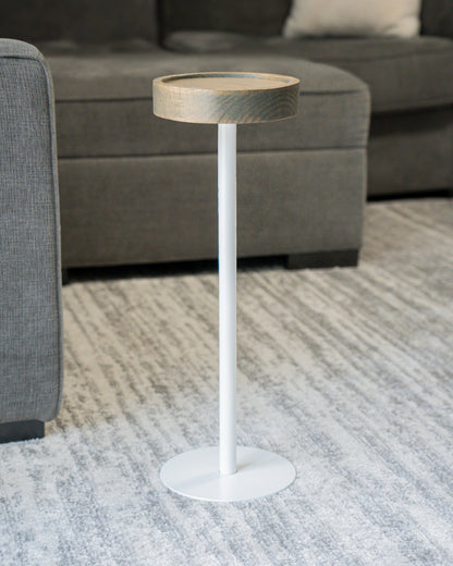 Modern Side Table – Solid Wood Top + Steel Base