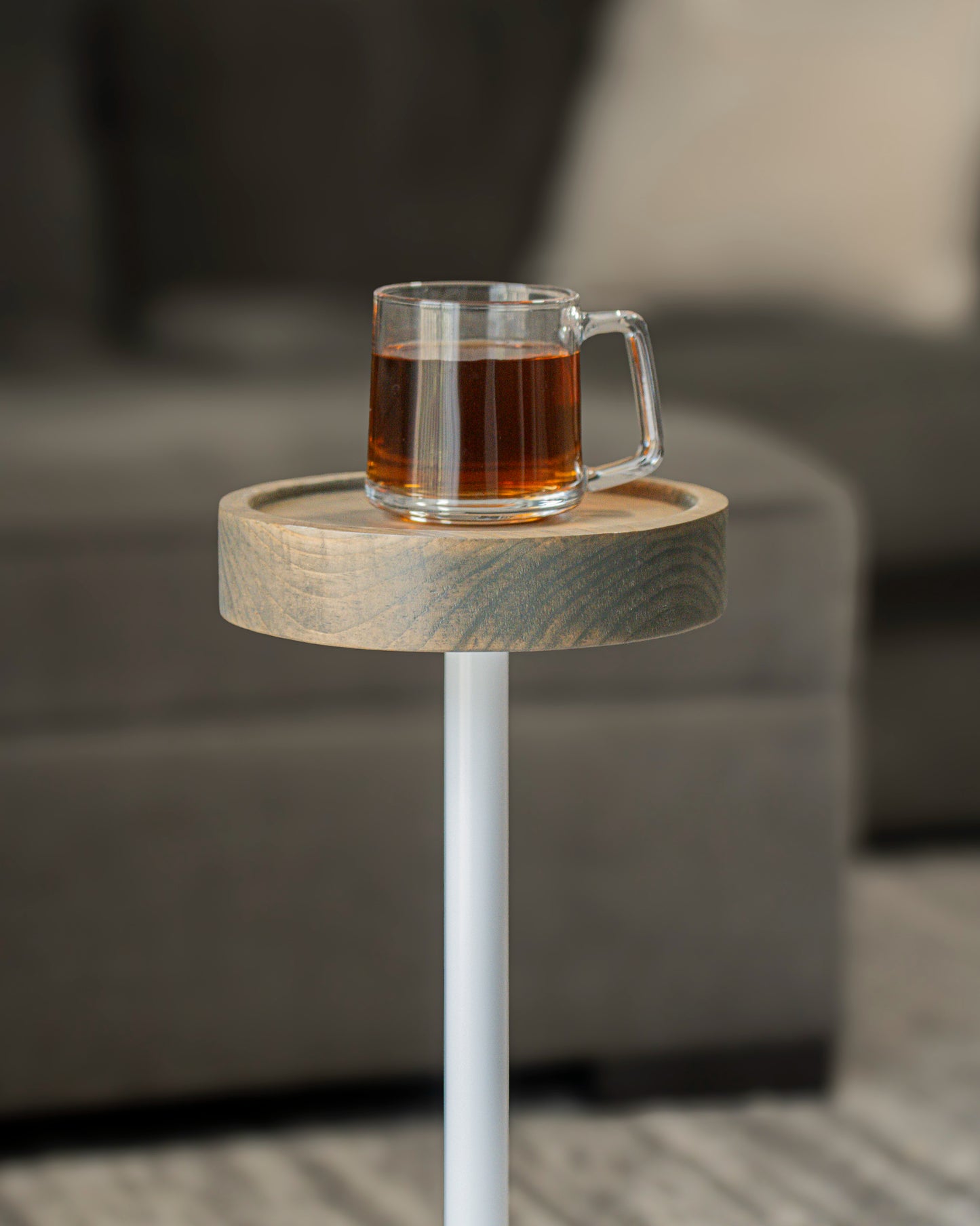 Modern Side Table – Solid Wood Top + Steel Base