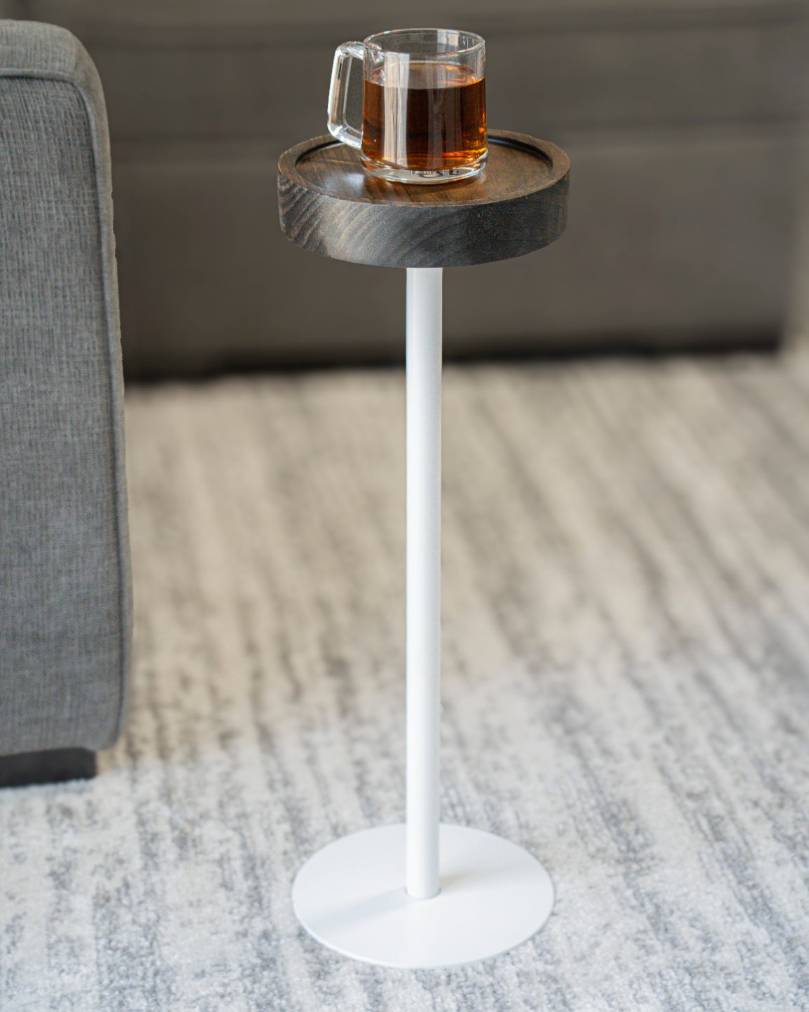 Modern Side Table – Solid Wood Top + Steel Base