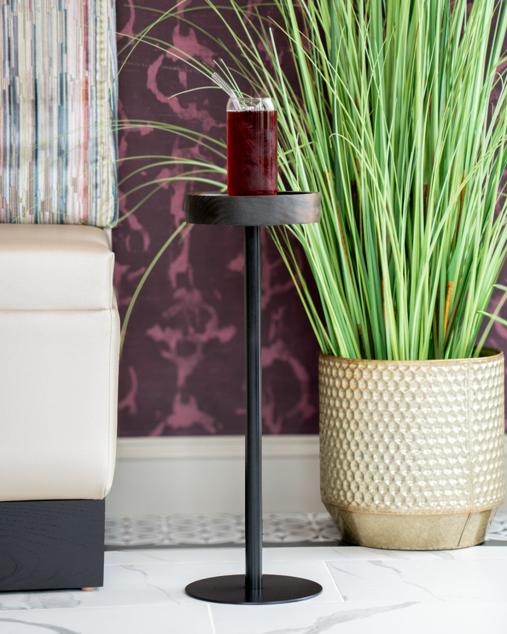 Modern Side Table – Solid Wood Top + Steel Base