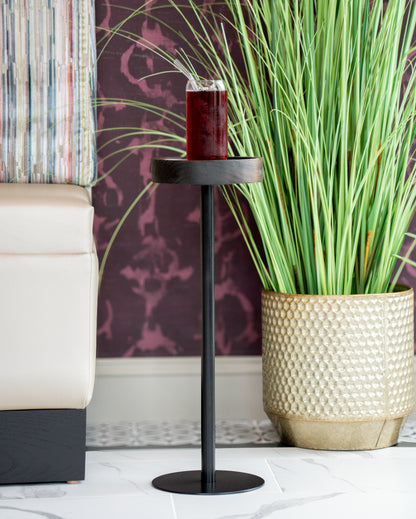 Modern Side Table – Solid Wood Top + Steel Base