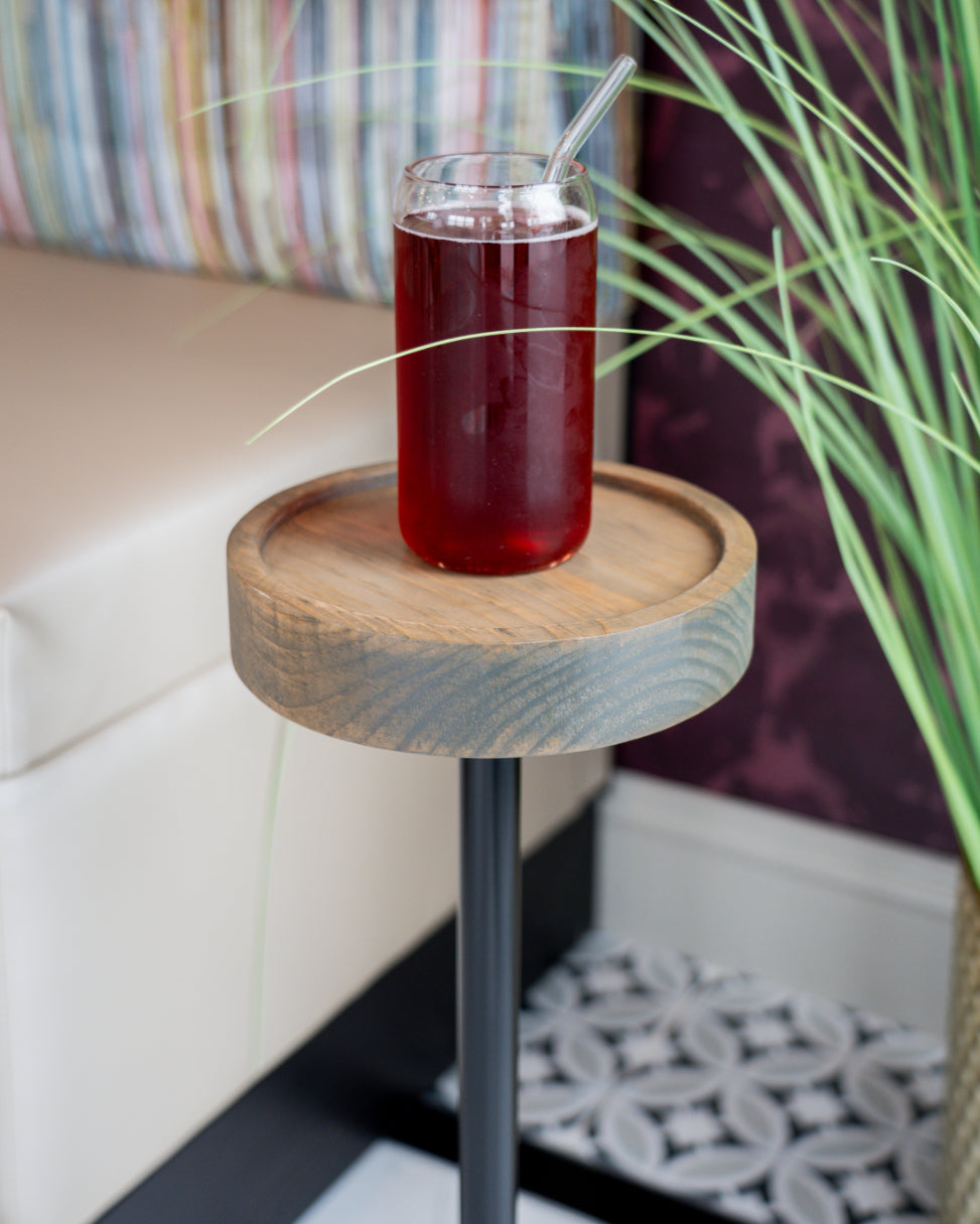 Modern Side Table – Solid Wood Top + Steel Base