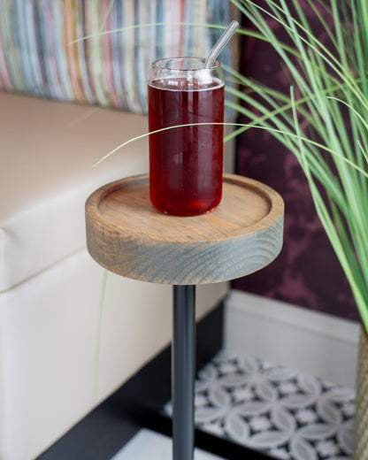 Modern Side Table – Solid Wood Top + Steel Base
