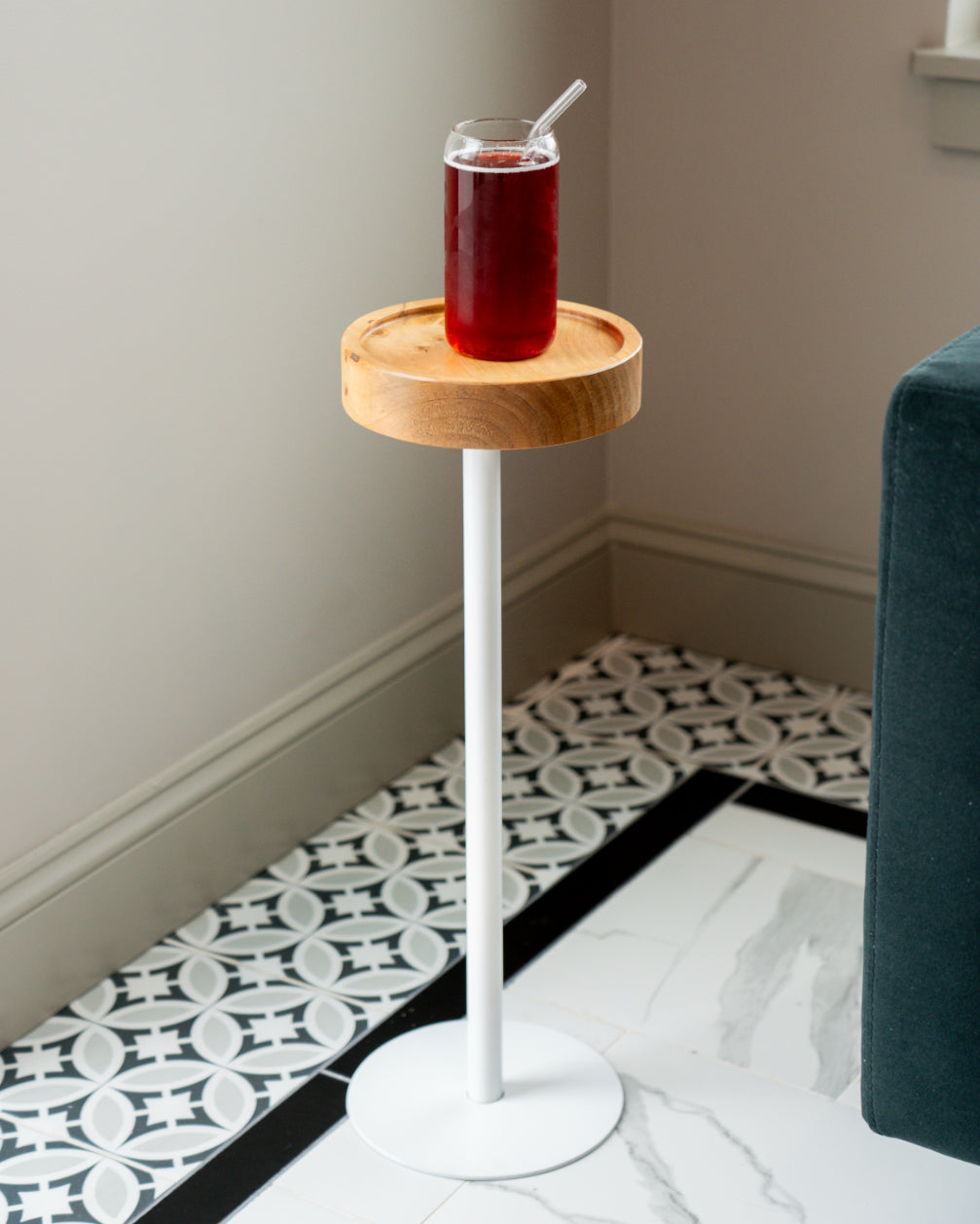 Modern Side Table – Solid Wood Top + Steel Base