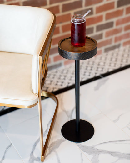 Modern Side Table – Solid Wood Top + Steel Base