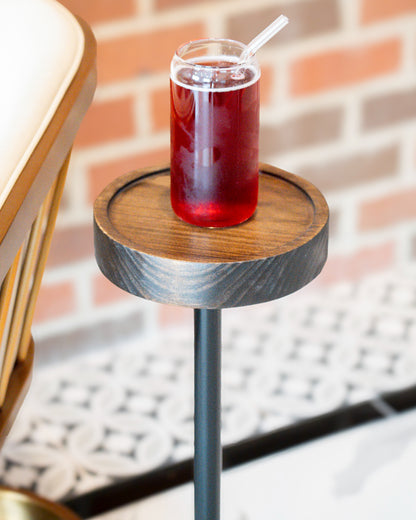 Modern Side Table – Solid Wood Top + Steel Base