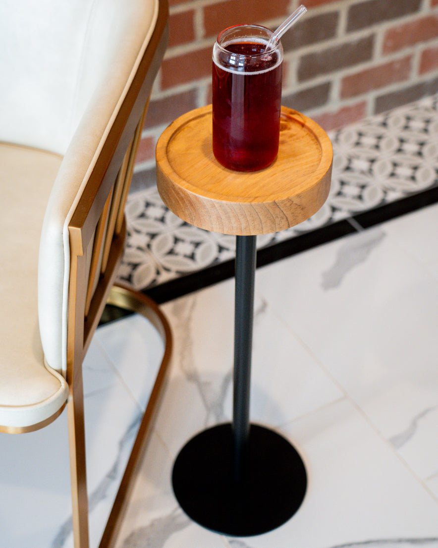 Modern Side Table – Solid Wood Top + Steel Base