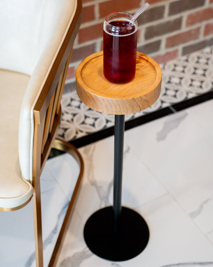 Modern Side Table – Solid Wood Top + Steel Base