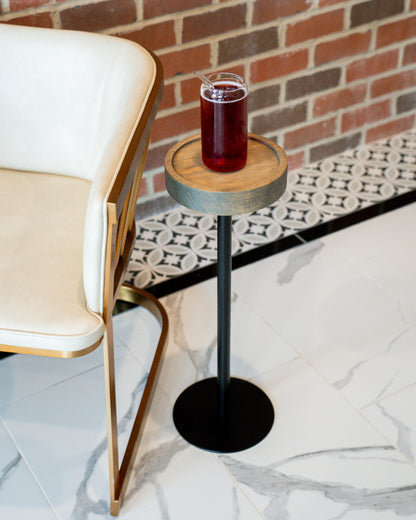 Modern Side Table – Solid Wood Top + Steel Base
