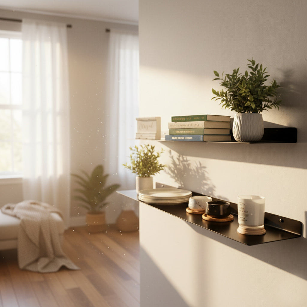 Modern Metal Floating Shelf - Minimalist Wall Storage & Display