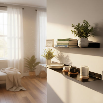 Modern Metal Floating Shelf - Minimalist Wall Storage & Display