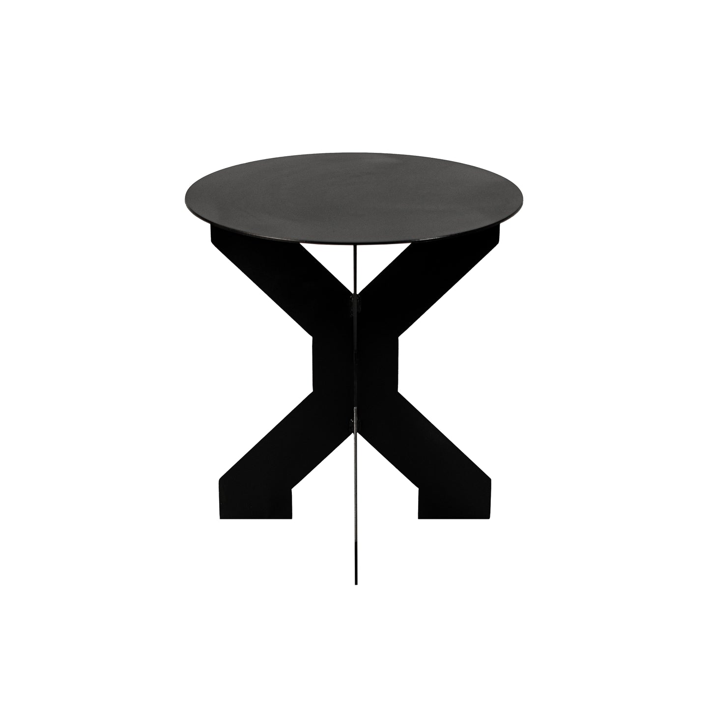 Modern Black Metal Side Table - Cross-Leg Design