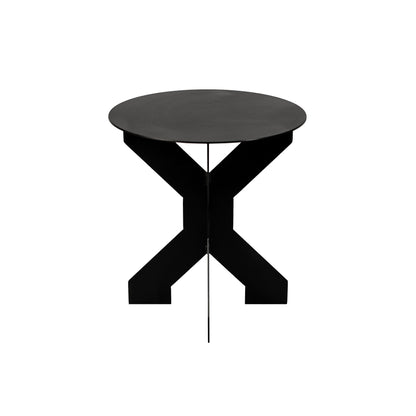 Modern Black Metal Side Table - Cross-Leg Design