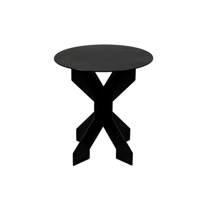 Modern Black Metal Side Table - Cross-Leg Design