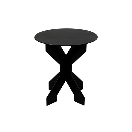 Modern Black Metal Side Table - Cross-Leg Design