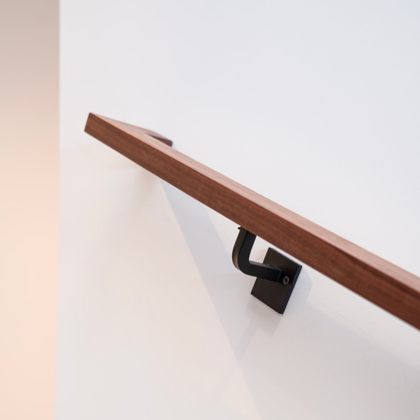 Walnut Wood Handrail with Wall Return (L-Shape)