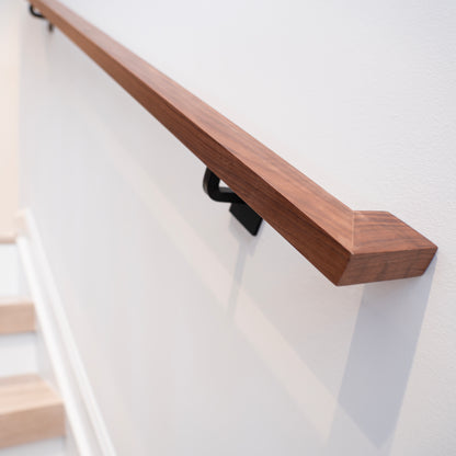 Walnut Wood Handrail with Wall Return (L-Shape)