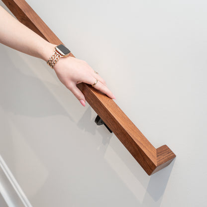 Walnut Wood Handrail with Wall Return (L-Shape)