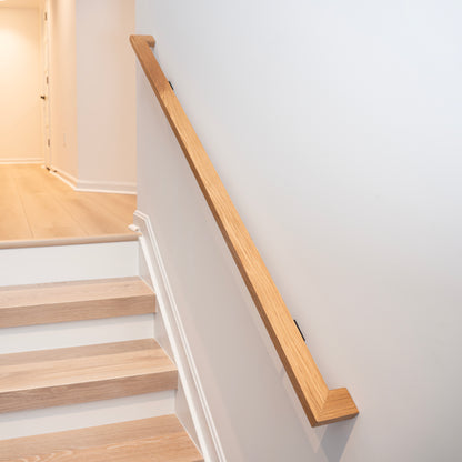 White Oak Wood Hand Rail with Wall Return (L-Shape)