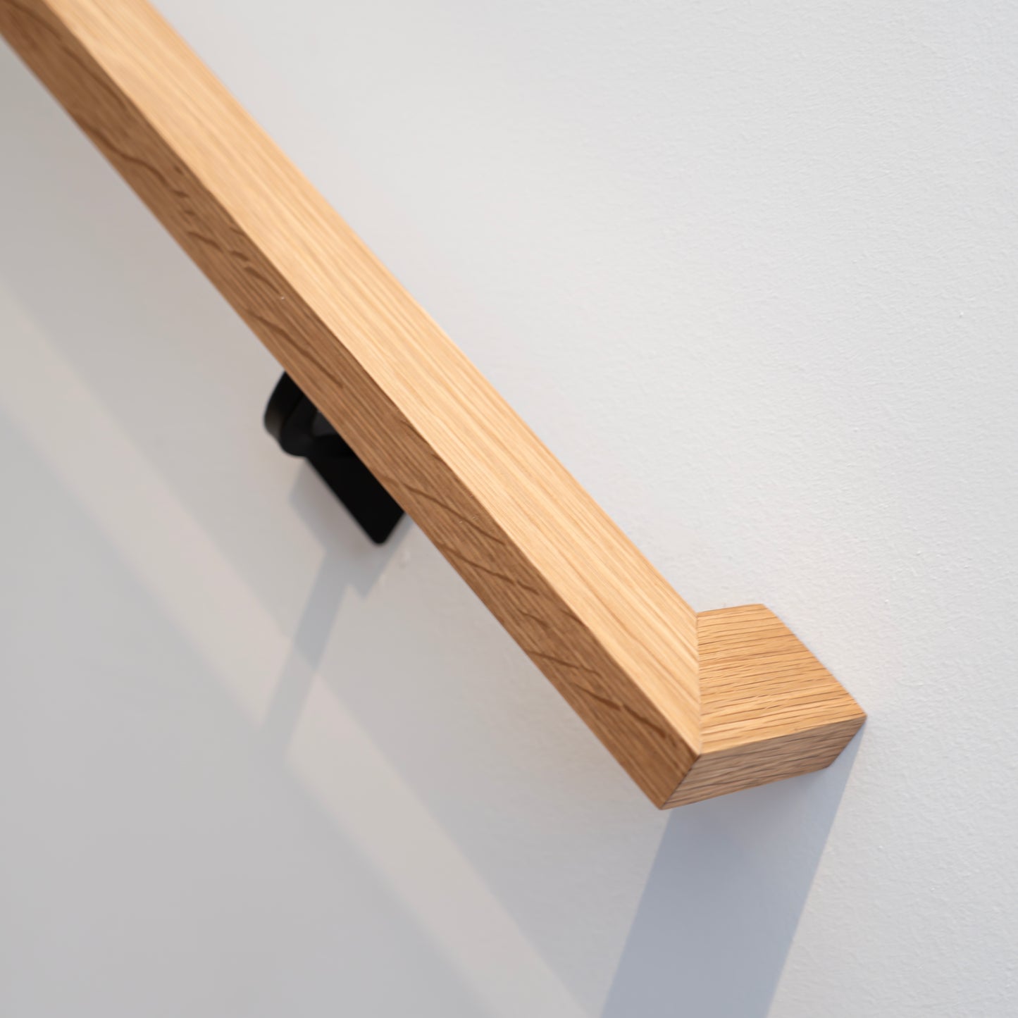 White Oak Wood Hand Rail with Wall Return (L-Shape)