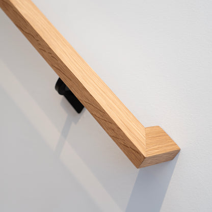 White Oak Wood Hand Rail with Wall Return (L-Shape)