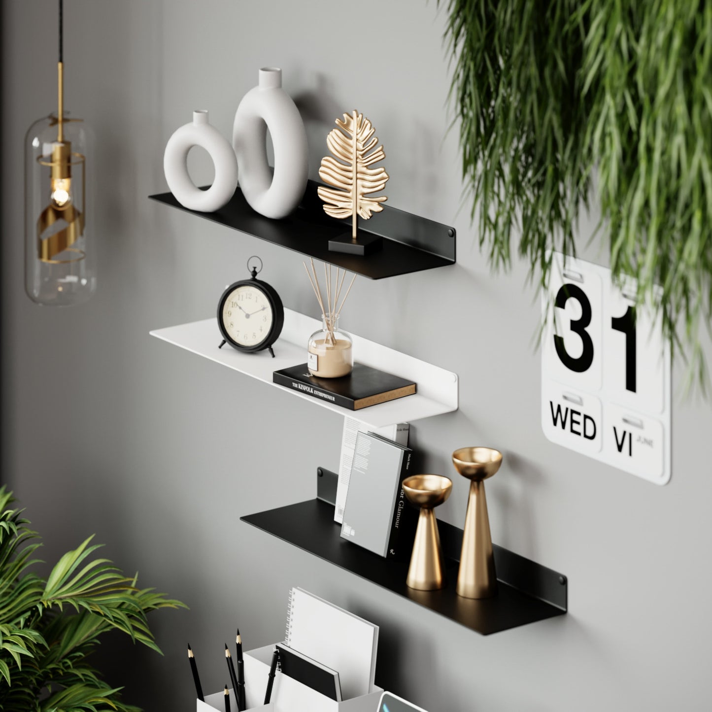 Modern Metal Floating Shelf - Minimalist Wall Storage & Display