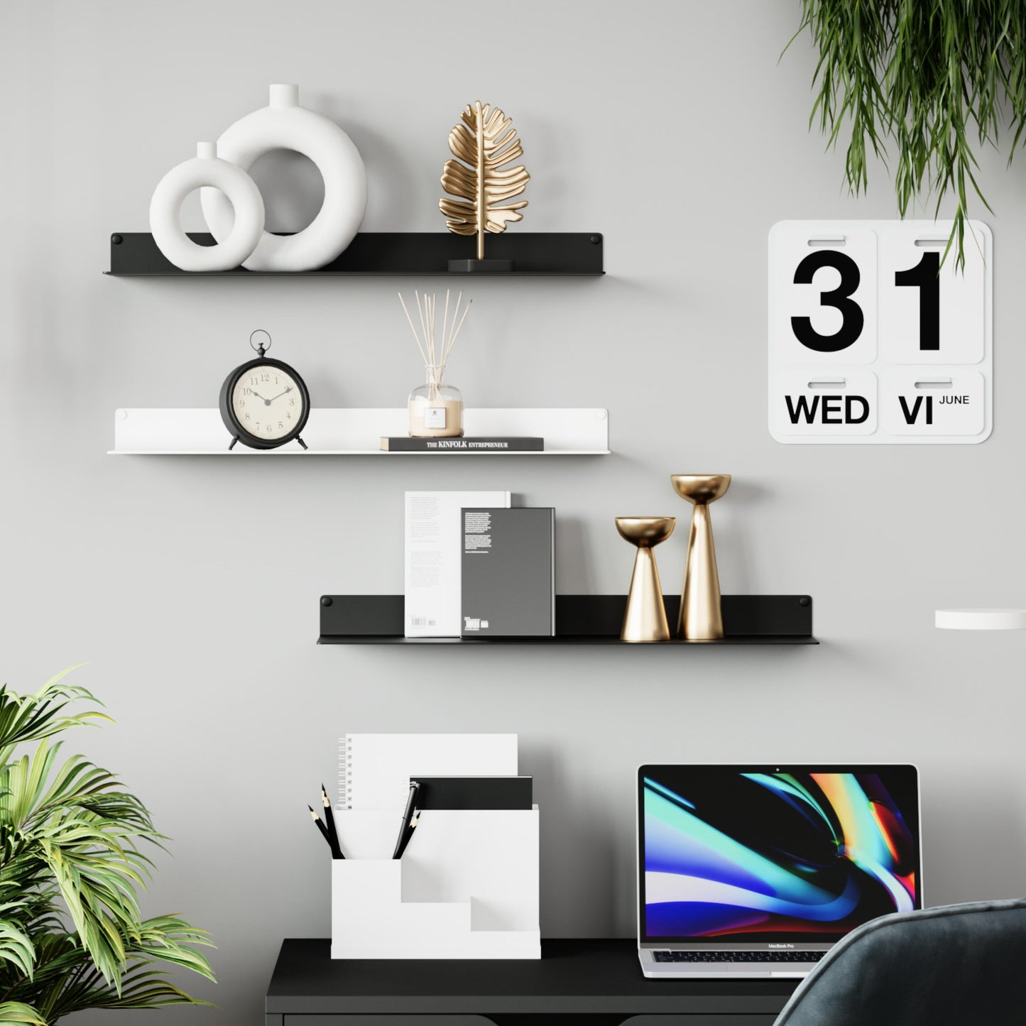 Modern Metal Floating Shelf - Minimalist Wall Storage & Display