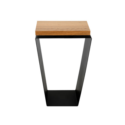 Side Table / Natural Hardwood Top / Solid Metal / V-Shape