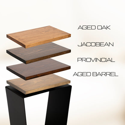 Side Table / Natural Pine Top / Solid Metal / V-Shape