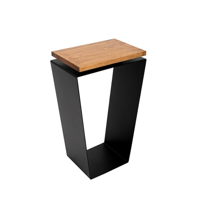 Side Table / Natural Pine Top / Solid Metal / V-Shape