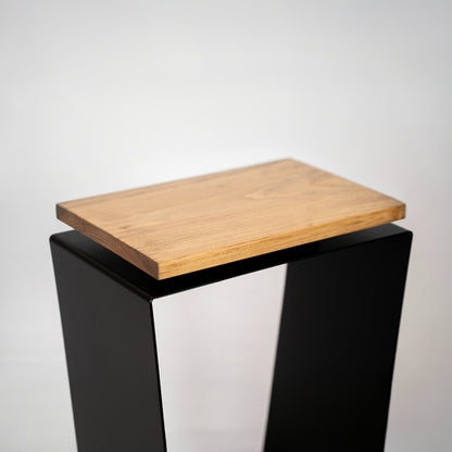 Side Table / Natural Pine Top / Solid Metal / V-Shape